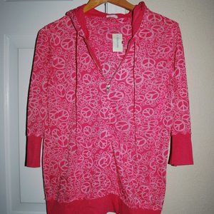 Maurice Pink Hooded Knit Top Sz XLarge